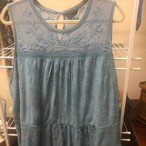 3XL - Lucky Brand Swing Top with Embroidered Yoke